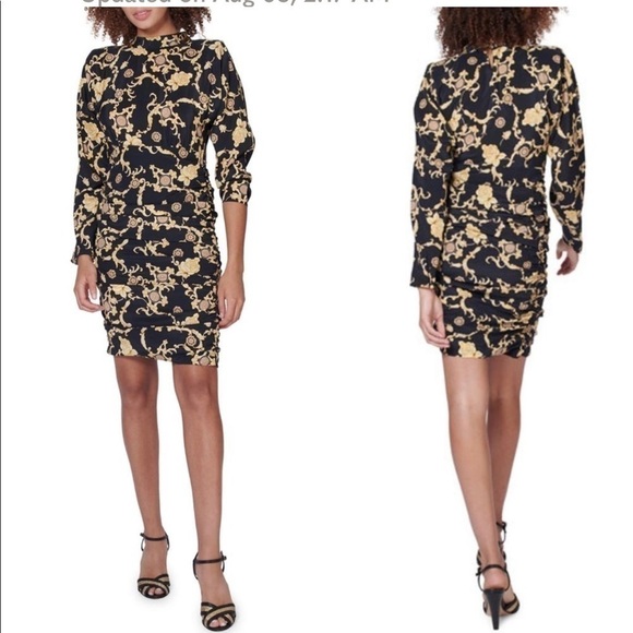 VERONICA BEARD Amile Ruched Silk Long Sleeve Dress - Picture 4 of 16